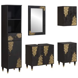 vidaXL Set di Armadi da Bagno 5 pz Nero 62 x 33 x 58 cm