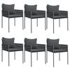 vidaXL Sedie da Giardino con Cuscini 6pz Nere 54x61x83cm in Polyrattan
