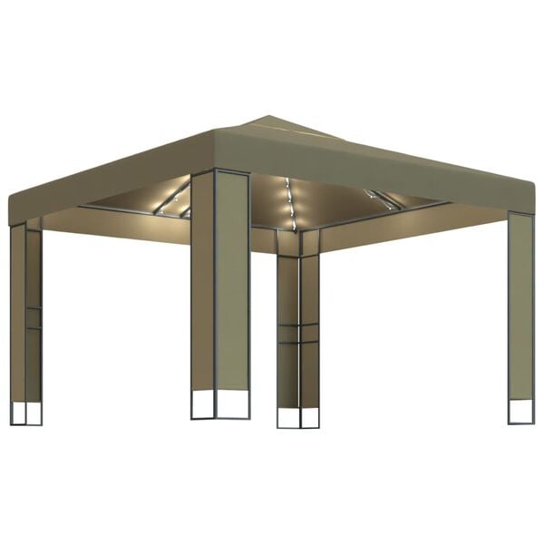 vidaXL Gazebo con Tetto Doppio e Luci LED 3x3x2,7 m Grigio Talpa