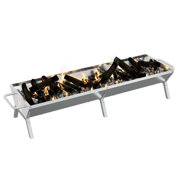 vidaXL Vassoio per Barbecue Argento 158x42x31 cm Acciaio Inox