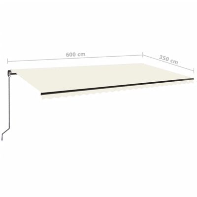 vidaXL Tenda da Sole Retrattile Manuale con LED 600x350 cm Crema