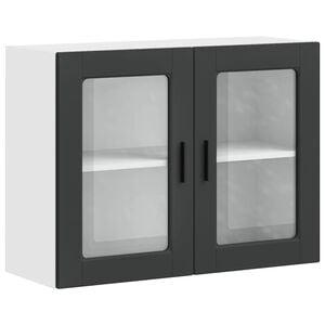 vidaXL Pensile da Cucina con Porta in Vetro Porto Nero