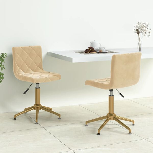 vidaXL Sedie da Pranzo Girevoli 2 pz Crema in Velluto