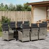 vidaXL Set da Pranzo per Giardino 9 pcs Grigio chiaro polyrattan