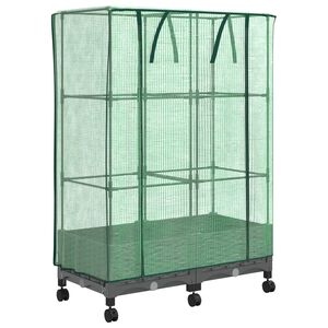 vidaXL Vaso da Giardino con Copertura per Serra e Ruote 2 pz PP