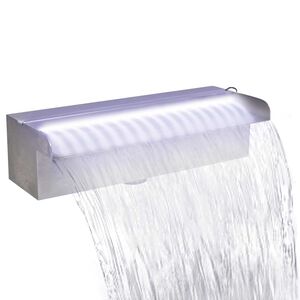 vidaXL Cascata per Laghetto Rettangolare con LED in Acciaio Inox 30 cm