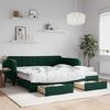 vidaXL Divano Letto Estraibile Cassetti Verde Scuro 100x200cm Velluto