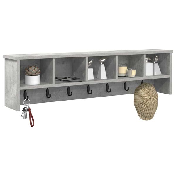 vidaXL Appendiabiti a muro Grigio cemento 100 x 16 x 26 cm