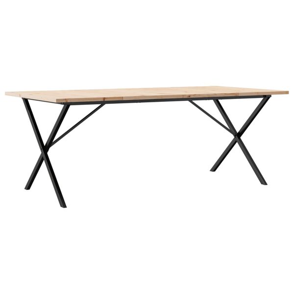 vidaXL Tavolo Pranzo Telaio a X 200x100x75,5 cm Legno Pino e Acciaio