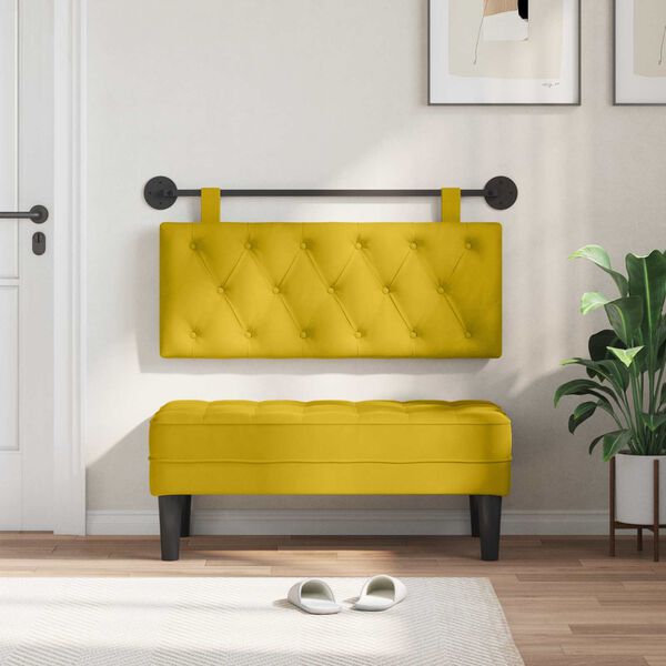 vidaXL Testata appesa Giallo 110 x 55 x 7 cm Velluto