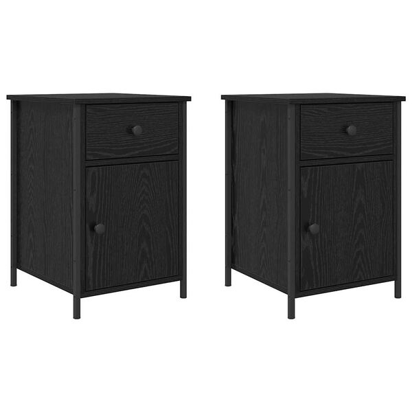 vidaXL Armadio da Notte con cassetto 2 pcs Rovere Nero 40 x 42 x 60 cm