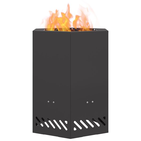 vidaXL Focolare Senza Fumi Nero 38 x 38 x 51 cm Acciaio