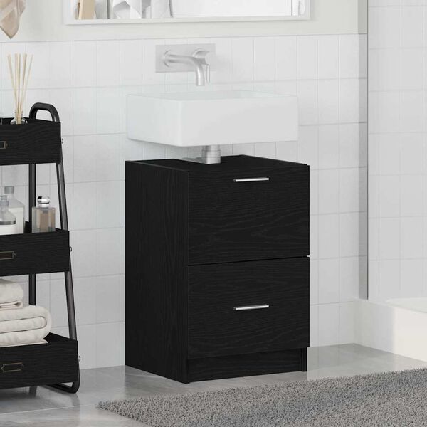 vidaXL Mobile da Bagno Rovere Nero 40 x 37 x 59 cm Legno multistrato