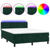 vidaXL Letto a Molle con Materasso e LED Verde Scuro 140x190cm Velluto