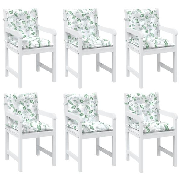 vidaXL Cuscino per Sedia Lowback 6 pcs Bianco 100 x 50 x 7 cm Oxford