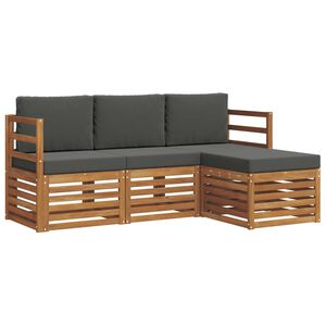 vidaXL Set di divani da esterno 4 pz Naturale e Antracite