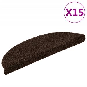 vidaXL Tappetini per scale autoadesivi 15 pz 56x17x3 cm marrone semicircolari