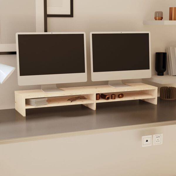 vidaXL Supporto per Monitor 100x24x13 cm in Legno Massello di Pino