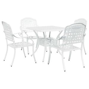 vidaXL Set di Tavolo da Giardino 5 pcs Bianco Alluminio pressofuso