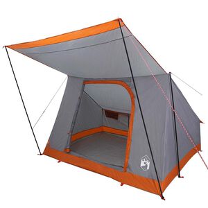 vidaXL Tenda da campeggio 4 persona Grigio e arancione taffet&agrave;