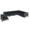 vidaXL Set Divani da Giardino 7 pz con Cuscini Polyrattan Grigio Scuro