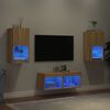 vidaXL Mobili TV a Muro 4pz con Luci LED Rovere Sonoma