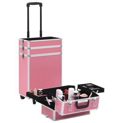 vidaXL Valigia Trolley per Cosmetici Alluminio Rosa