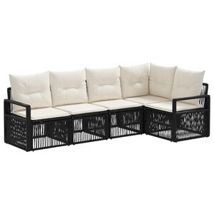 vidaXL Set Divano da Giardino 5 pz Nero polyrattan