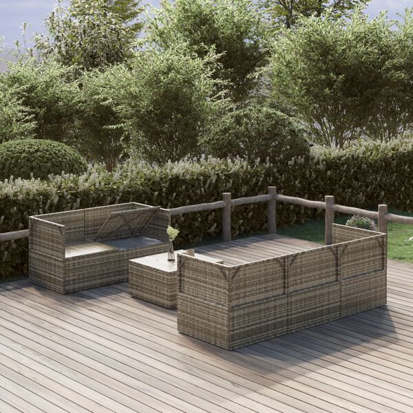 vidaXL Set Divani da Giardino 6 pz con Cuscini in Polyrattan Grigio