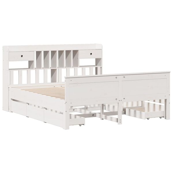 vidaXL Giroletto con Libreria senza Materasso 180x200 cm in Legno Pino