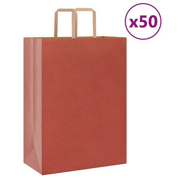 vidaXL Sacchetti di Carta 50 pz con Manici Rossi 32x17x44 cm