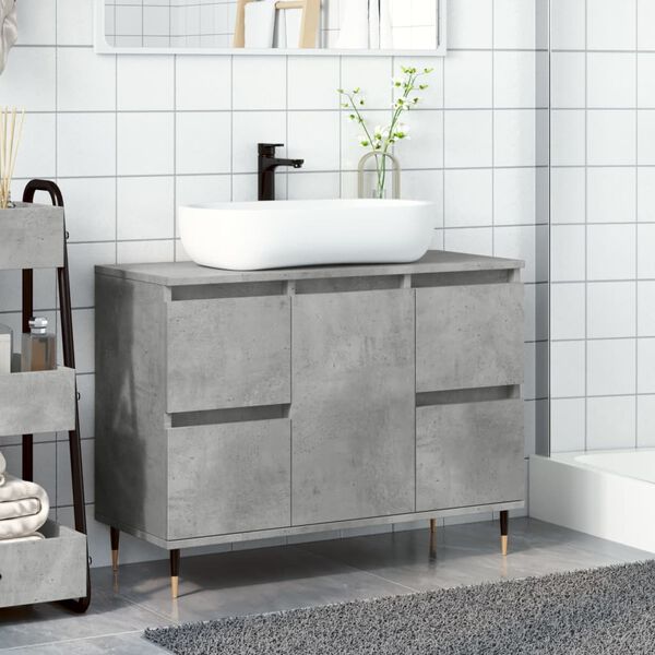 vidaXL Armadietto da Bagno Grigio Cemento 80x33x60cm Legno Multistrato