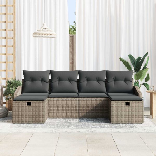 vidaXL Set Divano da Giardino con cuscino 6 pcs polyrattan