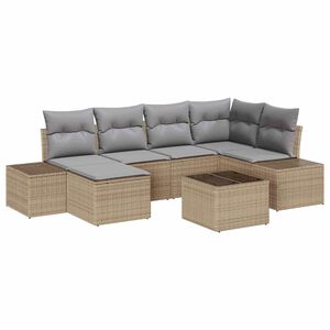 vidaXL Set Divano da Giardino 6 pcs Beige e Grigio Chiaro polyrattan