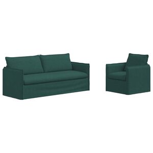vidaXL Set di divani 2 pcs Verde Scuro 196 x 82 x 85 cm Tessuto