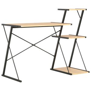 vidaXL Scrivania con Ripiano Nera e Rovere 116x50x93 cm