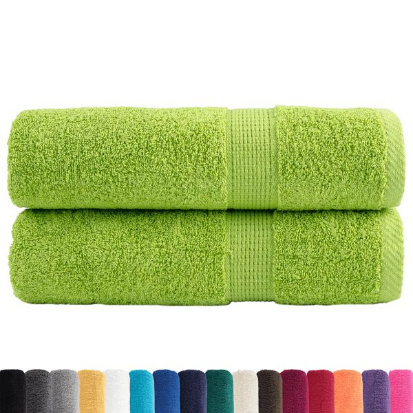 vidaXL Asciugamani da bagno Premium SOLUND 2 pz Verde mela 100x150 cm 600 g/m&sup2;