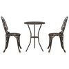 vidaXL Set Bistro da Giardino 3 pcs Bronzo Alluminio