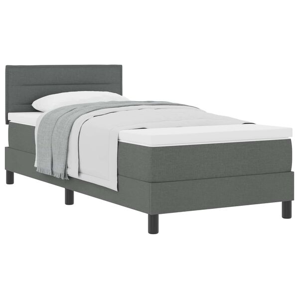 vidaXL Letto a molle con materasso Grigio scuro 100 x 200 cm Tessuto