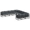 vidaXL Set Divano da Giardino con cuscino 11 pcs Nero Alluminio
