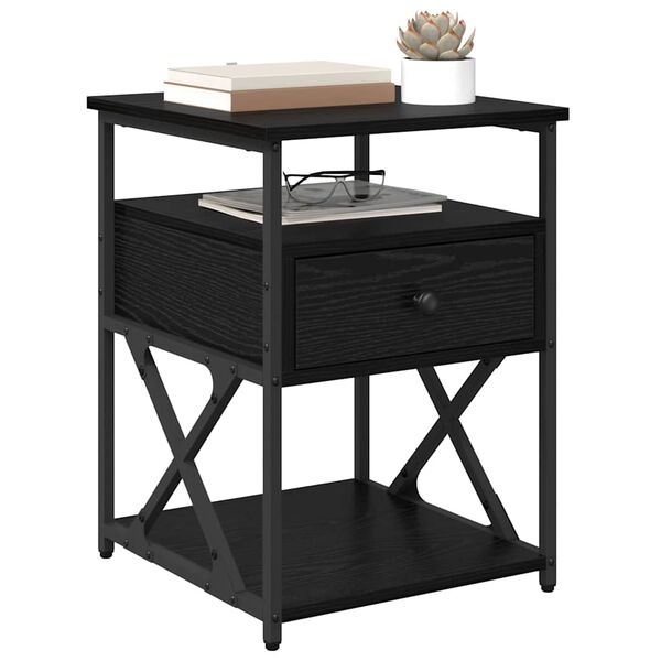 vidaXL Armadio da Notte Rovere Nero 40 x 42 x 55 cm Legno multistrato