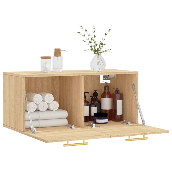 vidaXL Mobile a Parete Rovere Sonoma 80x36,5x35 cm Legno Multistrato