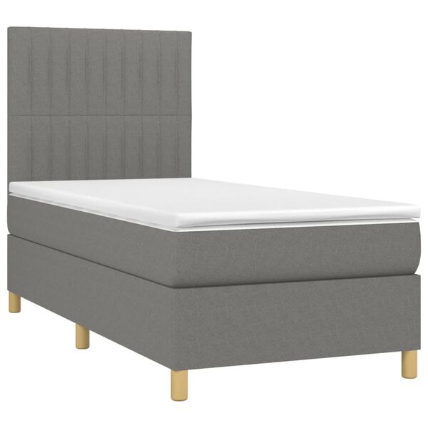 vidaXL Letto a Molle Materasso e LED Grigio Scuro 80x200 cm in Tessuto