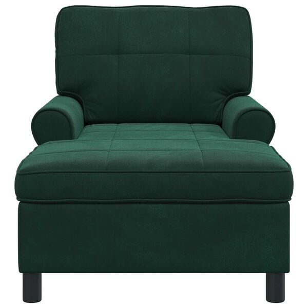 vidaXL Chaise Lounge con cuscino Verde Scuro 91 x 157 x 91 cm Velluto