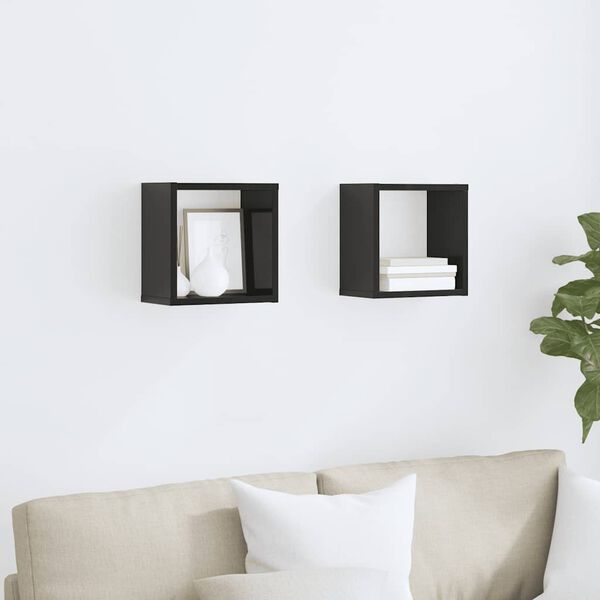 vidaXL Mensole Parete a Cubo 2 pz Nero Lucido 26x15x26 cm
