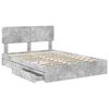 vidaXL Letto con Contenitore con testiera Grigio cemento 150 x 200 cm