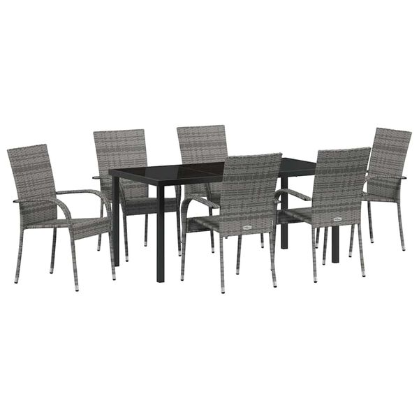 vidaXL Set da Pranzo per Giardino 7 pcs Grigio