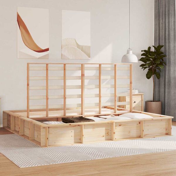 vidaXL Struttura del letto Marrone 180 x 200 cm Pino massello