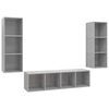 vidaXL Set Porta TV 3 pz Grigio Cemento in Truciolato