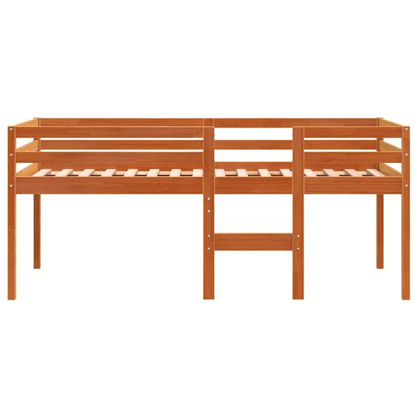 vidaXL Letto a Soppalco Marrone Cera 80x200 cm Legno Massello di Pino